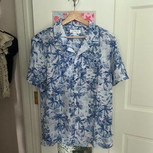 Vintage Summer Blue & White Button Down Shirt